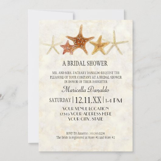 Starfish Nautilus Scallop Sea Muschel Modernes Mus Einladung (Vorderseite)