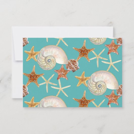 Starfish Nautilus Scallop Sea Muschel Modernes Mus RSVP Karte (Rückseite)