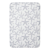 Starfish Navy Blue and White Coastal Meereswelt Pr Badematte (Vorderseite Vertikal)
