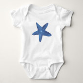Starfish Navy Blue Watercolor Baby Strampler (Vorderseite)