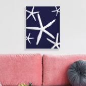 Starfish Navy Blue & White Beach Fine Art Leinwanddruck (Insitu (Wohnzimmer))