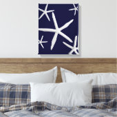 Starfish Navy Blue & White Beach Fine Art Leinwanddruck (Insitu (Schlafzimmer))
