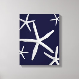 Starfish Navy Blue & White Beach Fine Art Leinwanddruck