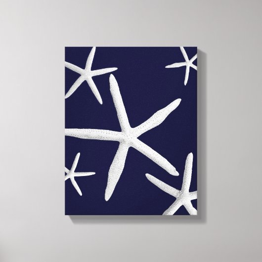 Starfish Navy Blue & White Beach Fine Art Leinwanddruck (Vorderseite)