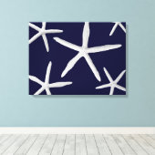 Starfish Navy Blue White Tropical Fine Art Leinwanddruck (Insitu (Holzboden))