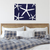 Starfish Navy Blue White Tropical Fine Art Leinwanddruck (Insitu (Schlafzimmer))