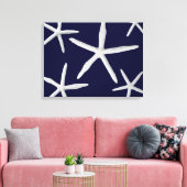 Starfish Navy Blue White Tropical Fine Art Leinwanddruck (Insitu (Wohnzimmer))