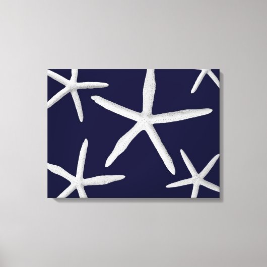 Starfish Navy Blue White Tropical Fine Art Leinwanddruck (Vorderseite)