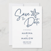 Starfish Navy & White Wave Save The Date (Vorderseite)