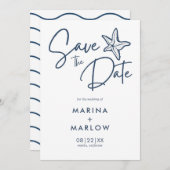 Starfish Navy & White Wave Save The Date (Vorne/Hinten)