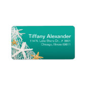 Starfish Netting Beach | Aqua Adressaufkleber (Vorne)