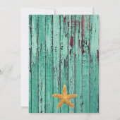 Starfish Netting Beach-Hochzeit| Aqua Einladung (Rückseite)