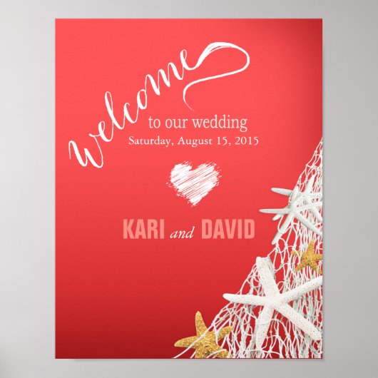 Starfish Netting Beach Hochzeit Begrüßung Schilder (Vorne)