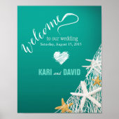 Starfish Netting Beach Hochzeit Begrüßung Zeichena Poster (Vorne)