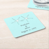 Starfish Niedlich Couple Aquamarin White Gray 2021 Rechteckiger Pappuntersetzer (angewinkelt)