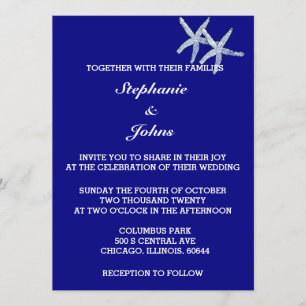 Starfish Niedliches, weißes Marineblatt, Farbenho Einladung