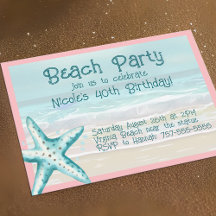 Starfish Ocean Beach Party Aqua & Pink Aqua