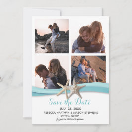 Starfish Ocean Blue Beach Hochzeit Multi-Foto Save The Date