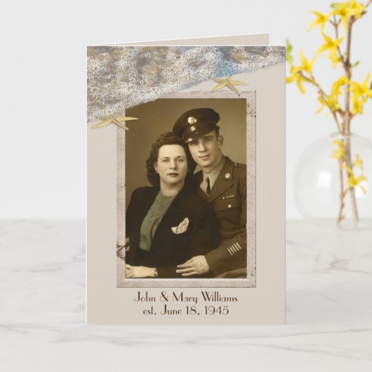 Starfish On Beach Foto Frame Karte (Gelbe Blume)