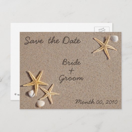 Starfish on Beach Save the Date Postkarten (Vorne/Hinten)
