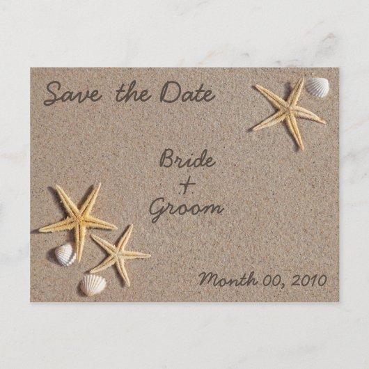 Starfish on Beach Save the Date Postkarten (Vorderseite)