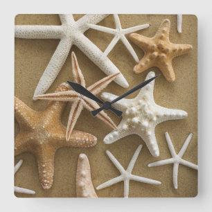 Starfish On The Sand Quadratische Wanduhr