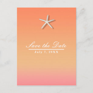 Starfish Orange & Pink Beach Summer Save the Date Ankündigungspostkarte