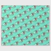 Starfish Ornament Muster Türkis Weihnachten Geschenkpapier (Flach)