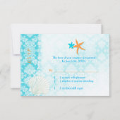 Starfish Pair Glam Beach Wedding RSVP Card (Vorderseite)