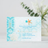 Starfish Pair Glam Beach Wedding RSVP Card Karte (Stehend Vorderseite)