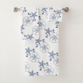 Starfish Paneele Muschel Muster blau Badhandtuch Set (Insitu)