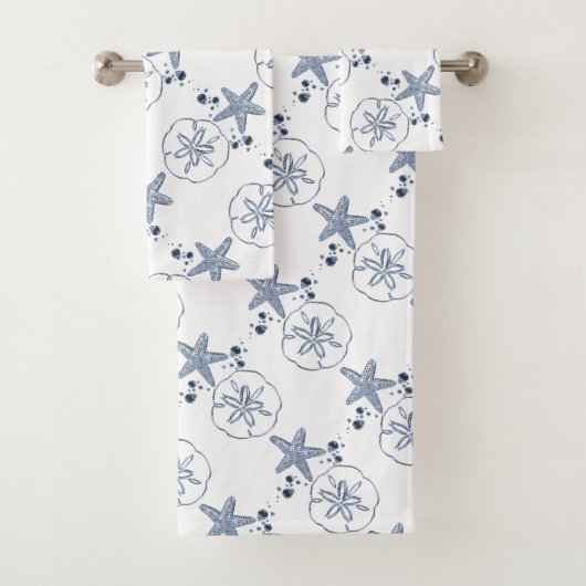 Starfish Paneele Muschel Muster blau Badhandtuch Set (Insitu)