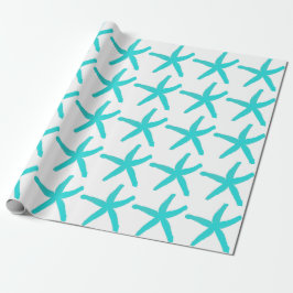 Starfish Patches Beach Aquamarin Blue White Geschenkpapier