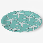 Starfish Pattern Beach Aquamarin Baby Duschen Gebu Pappteller (Schrägansicht)