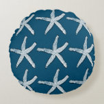 Starfish Pattern Beach Blue Christmas 2020 Rundes Kissen<br><div class="desc">Entworfen mit Seestern Muster im ozeanblauen Hintergrund. Sie können die Hintergrundfarbe ändern,  wie Sie möchten.</div>