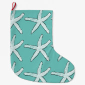 Starfish Pattern Beach Coastal Aquamarin Blue Chri Großer Weihnachtsstrumpf (Vorderseite)