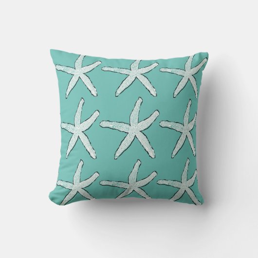 Starfish Pattern Beach Coastal Aquamarin Blue Chri Kissen (Vorderseite)