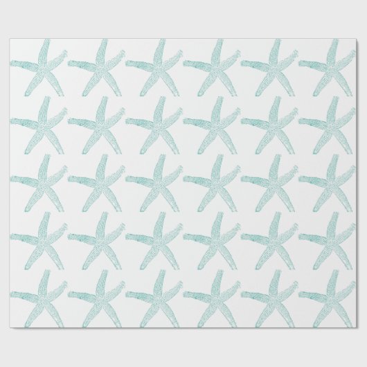Starfish Pattern Beach Coastal Aquamarin Blue Whit Geschenkpapier (Flach)