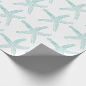 Starfish Pattern Beach Coastal Aquamarin Blue Whit Geschenkpapier (Ecke)