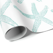 Starfish Pattern Beach Coastal Aquamarin Blue Whit Geschenkpapier (Rolleneckpunkt)