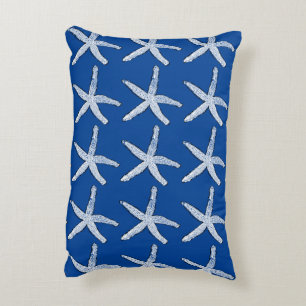 Starfish Pattern Beach Coastal Deep Blue Stilvoll Dekokissen