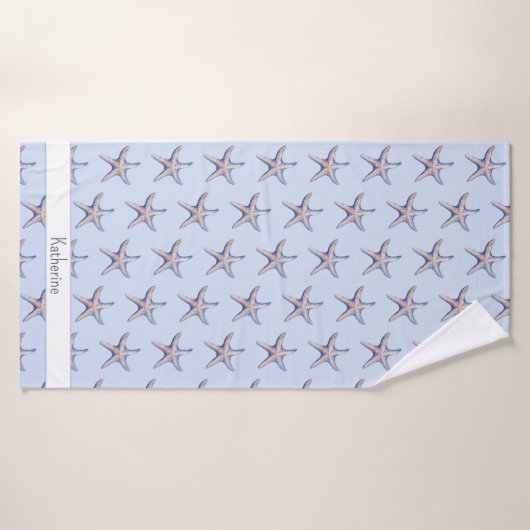 Starfish Pattern Beach House Individuelle Name Badehandtuch (Badehandtuch)
