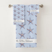 Starfish Pattern Beach House Kundenname Badhandtuch Set (Insitu)
