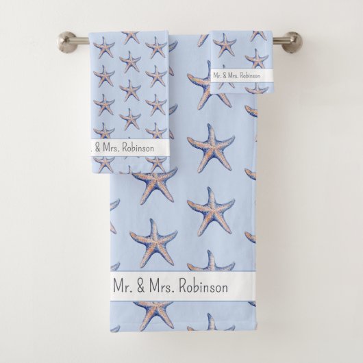 Starfish Pattern Beach House Kundenname Badhandtuch Set (Insitu)