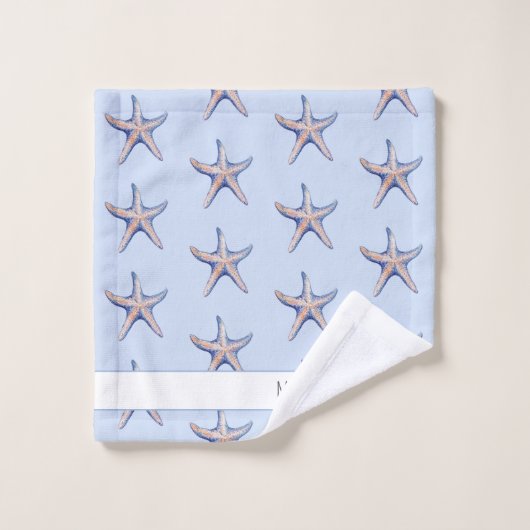Starfish Pattern Beach House Kundenname Badhandtuch Set (Waschlappen)