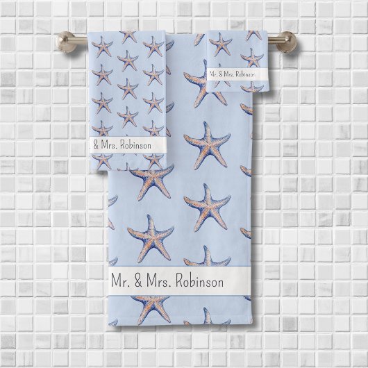 Starfish Pattern Beach House Kundenname Badhandtuch Set