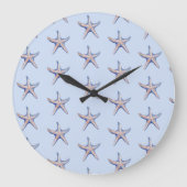 Starfish Pattern Beach House Marine Große Wanduhr (Vorderseite)