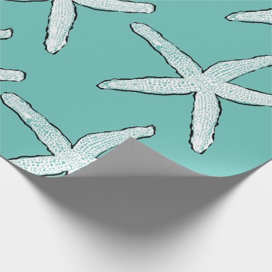 Starfish Pattern Beach Küste Aquamarin Blue Weihna Geschenkpapier (Ecke)