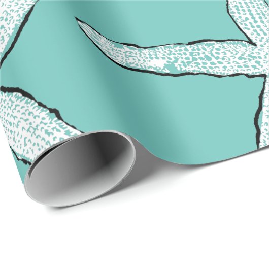 Starfish Pattern Beach Küste Aquamarin Blue Weihna Geschenkpapier (Rolleneckpunkt)