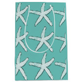 Starfish Pattern Beach Küste Aquamarin Blue Weihna Mittlere Geschenktüte (Vorderseite)